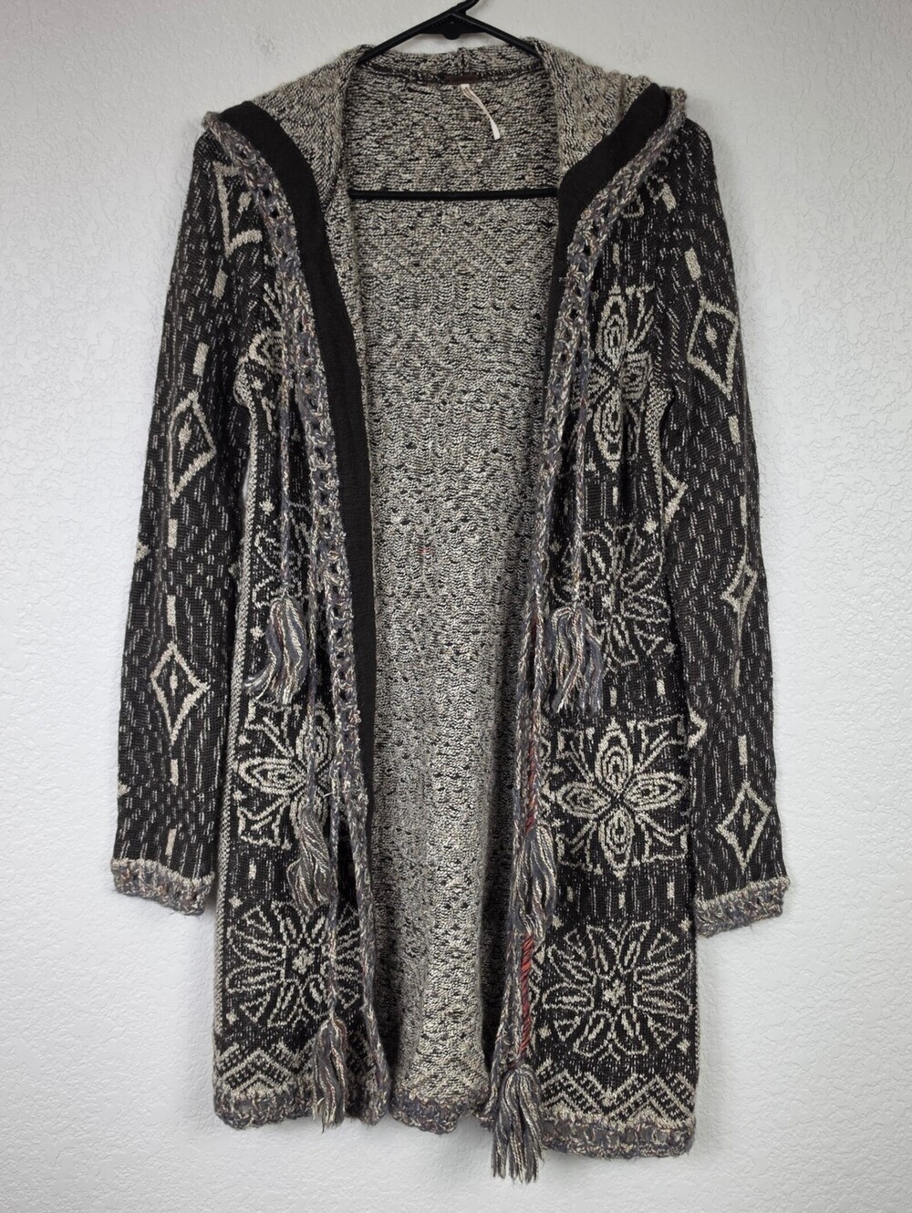 Free People $168 XS Tassel Hooded Cardigan Sweater